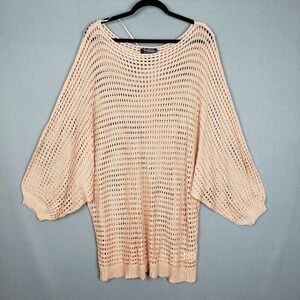Bloomchic Size 22-24 Open Knit Tunic Peach Pink Beach Cover Up Resortwear Pool